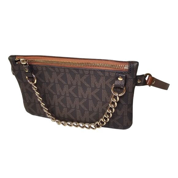Michael Kors Monogrammed Brown Belt Bag Size Small - Picture 2 of 9